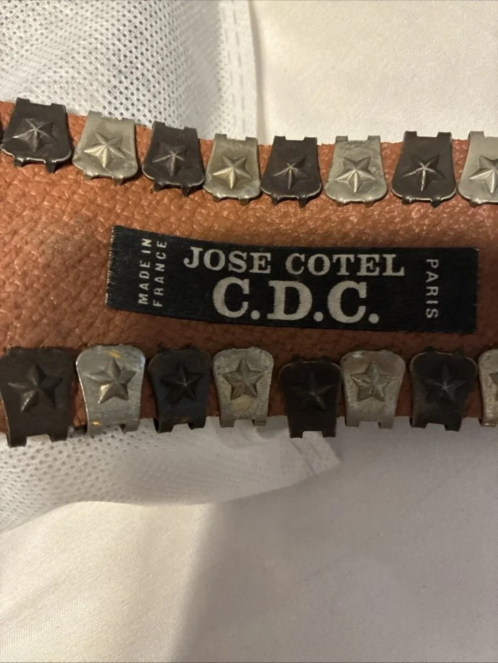 Jose Cotel Authentic Beige Taupe Bronze Stud Eagle Leather Metal Waist Belt